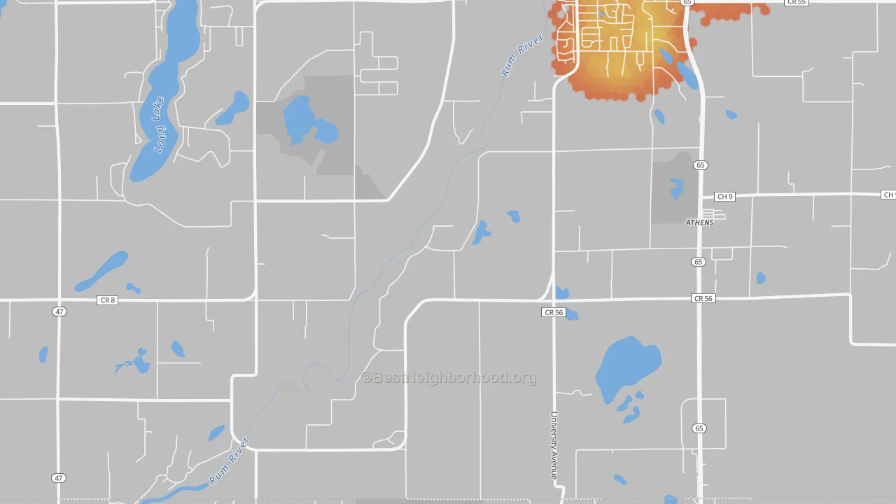 Bike Grade map of Bradford, MN
