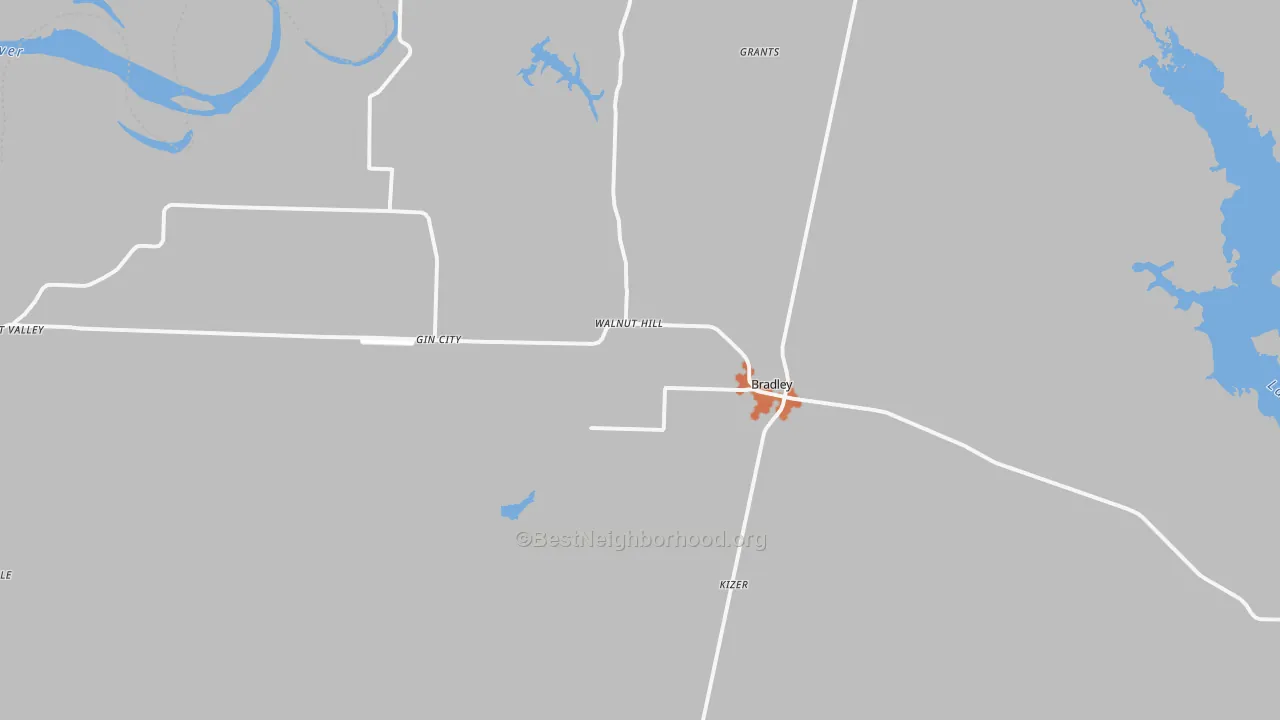 Bike Grade map of Bradley, AR