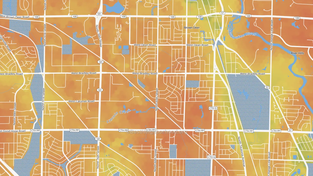 Bike Grade map of Bradley Estates, Milwaukee, WI