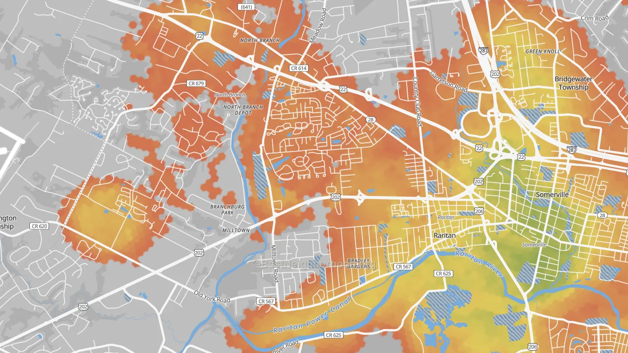 Bike Grade map of Bradley Gardens, NJ