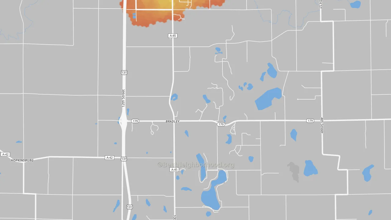 Bike Grade map of Bradley, MI