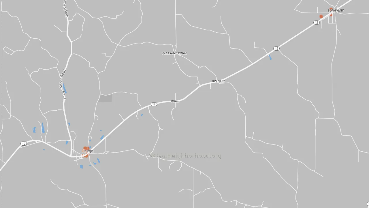 Bike Grade map of Bradley, MS
