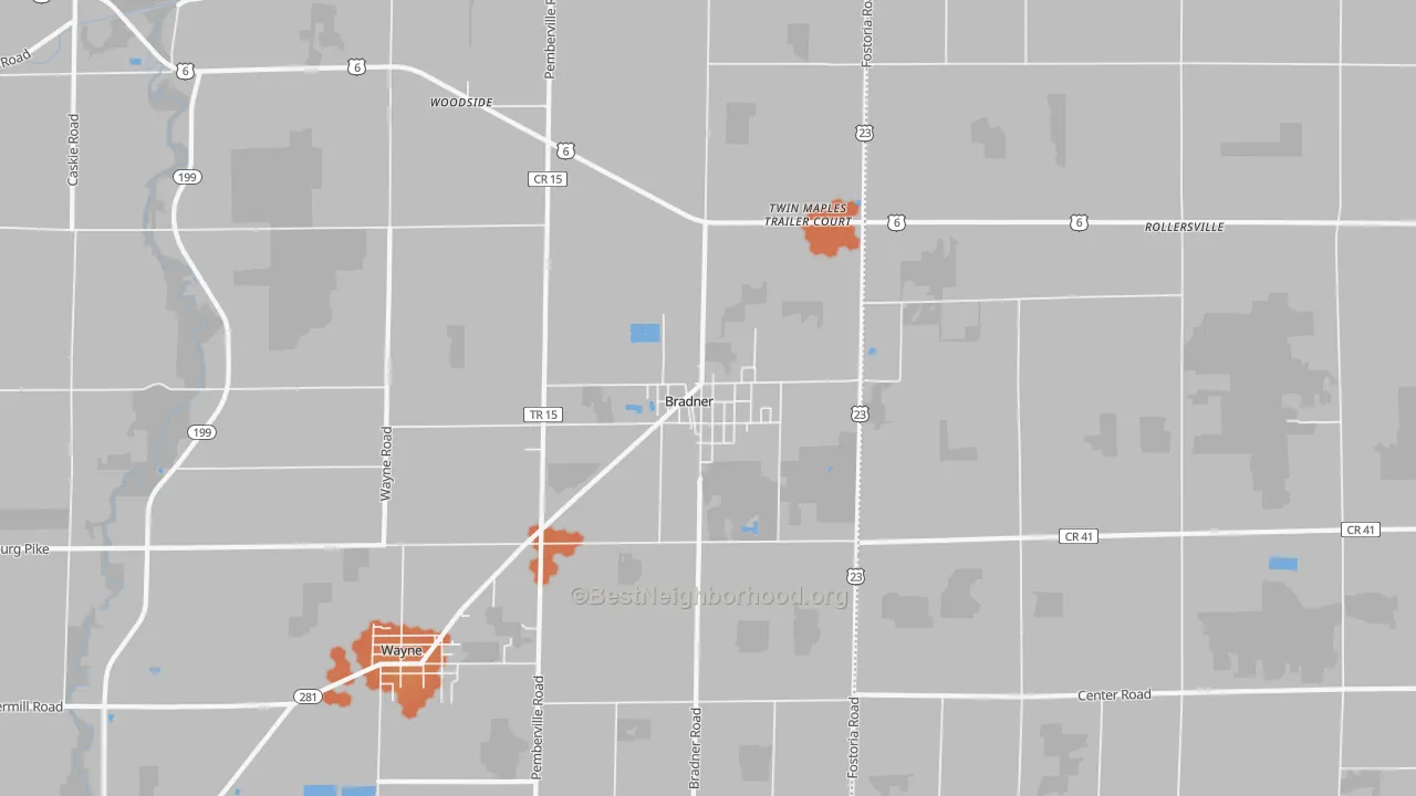 Bike Grade map of Bradner, OH
