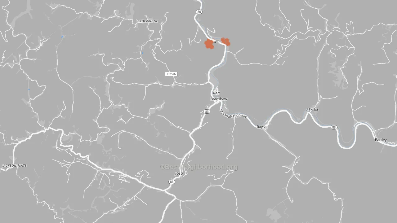 Bike Grade map of Bradshaw, WV