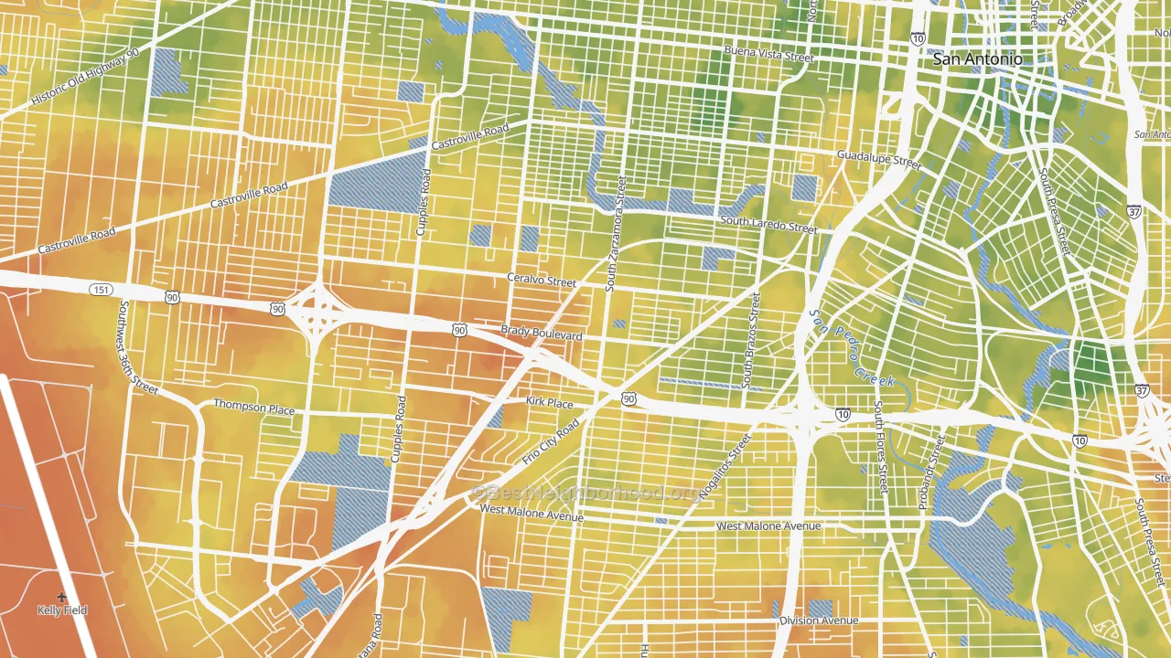 Bike Grade map of Brady Gardens, San Antonio, TX