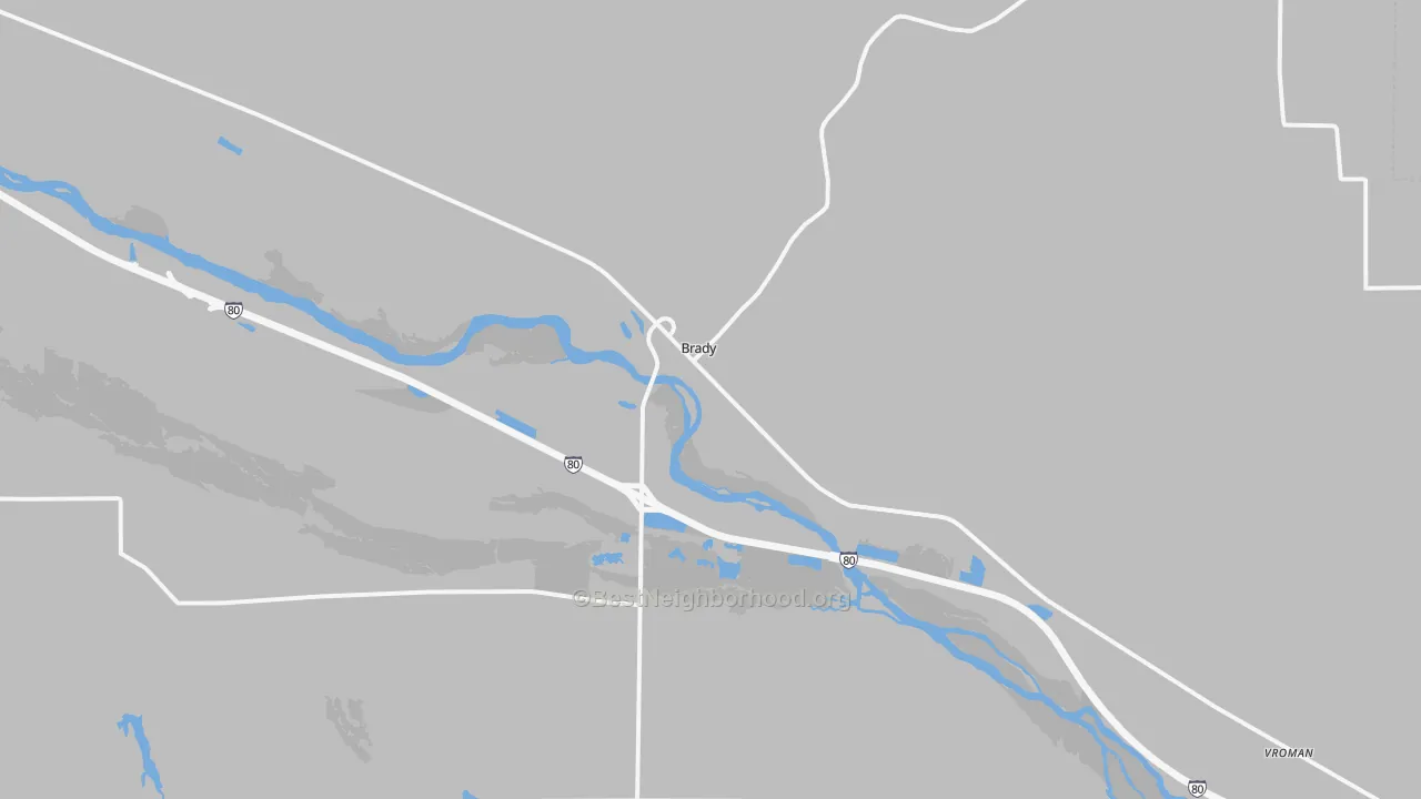Bike Grade map of Brady, NE