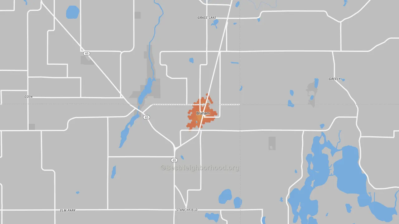 Bike Grade map of Braham, MN