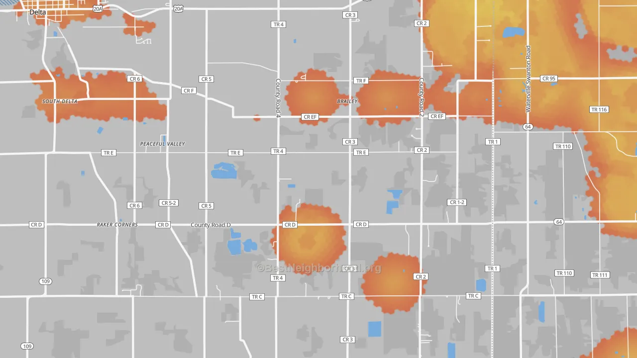 Bike Grade map of Brailey, OH