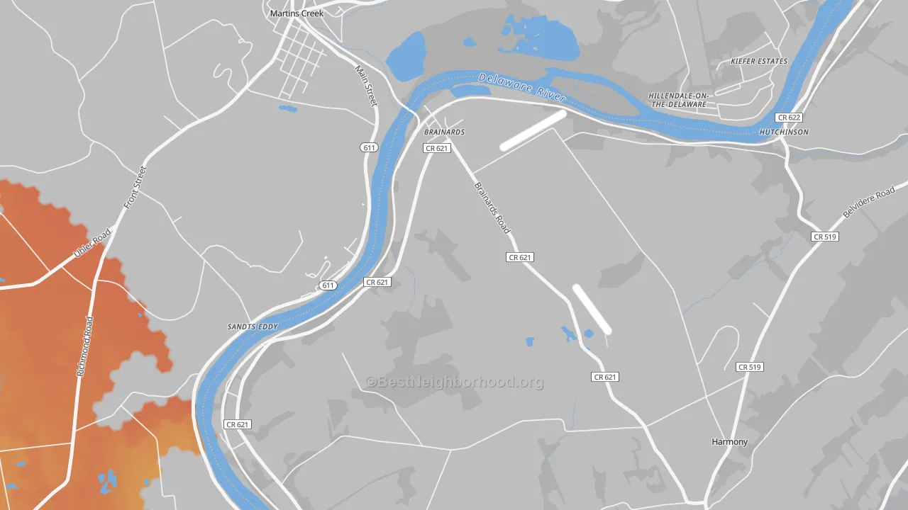 Bike Grade map of Brainards, NJ