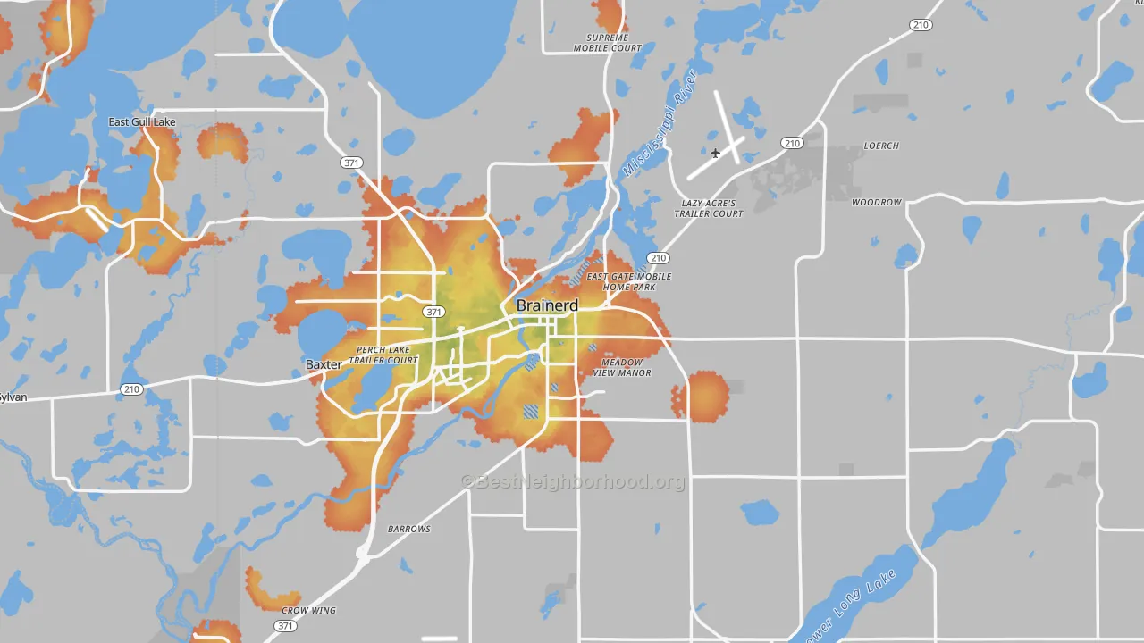 Bike Grade map of Brainerd, MN