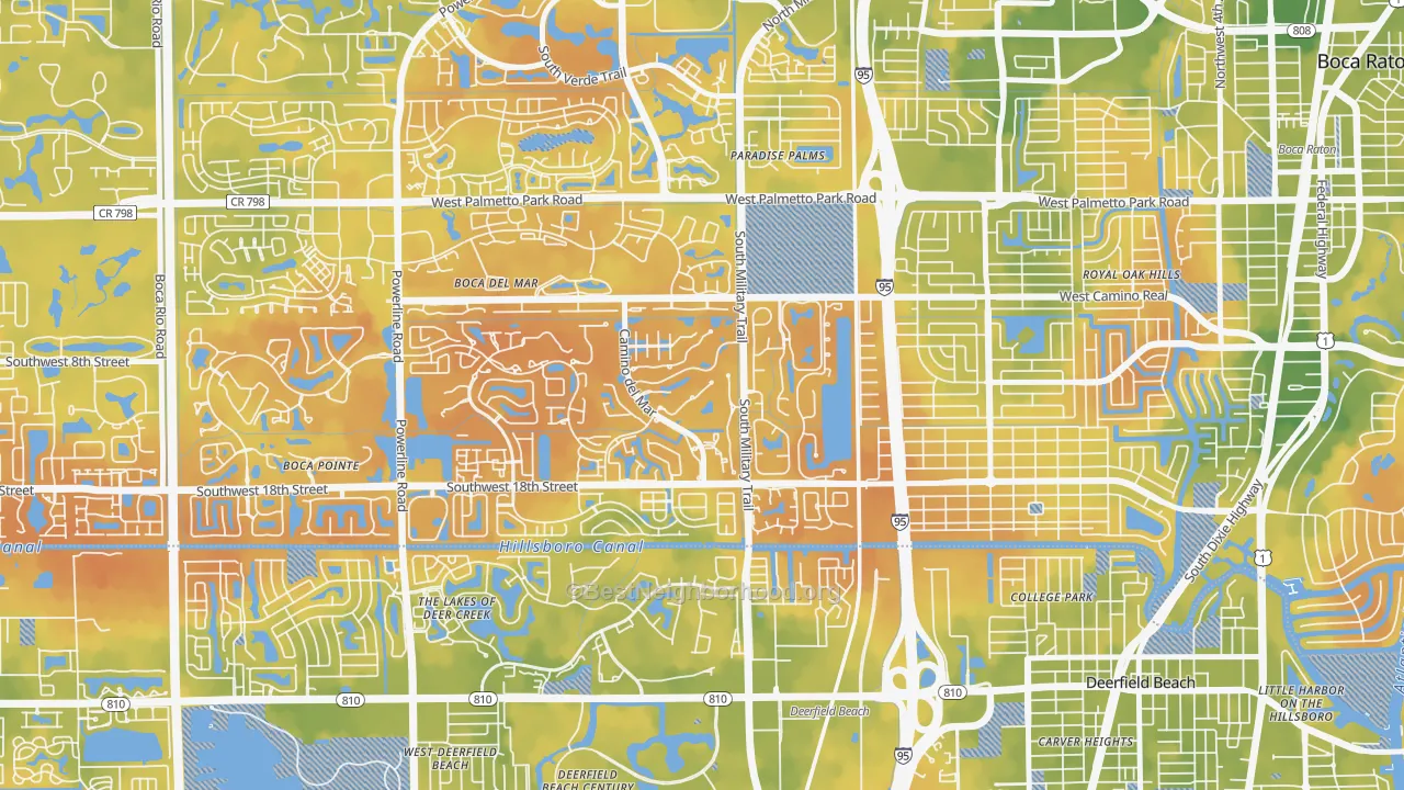 Bike Grade map of Bramalea, Boca Raton, FL