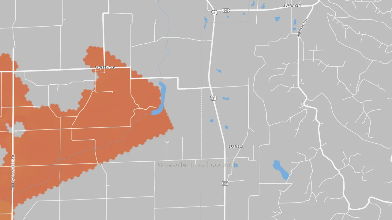 Bike Grade map of Bramble, IN