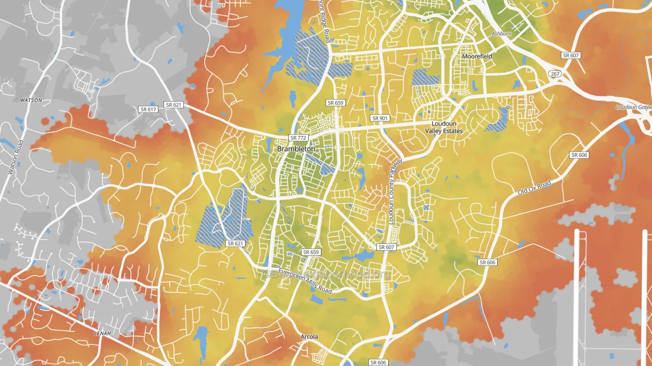 Bike Grade map of Brambleton, VA