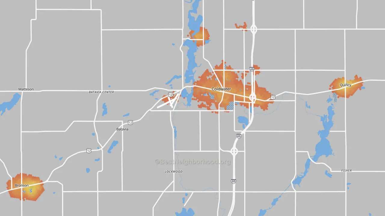 Bike Grade map of Branch County, MI