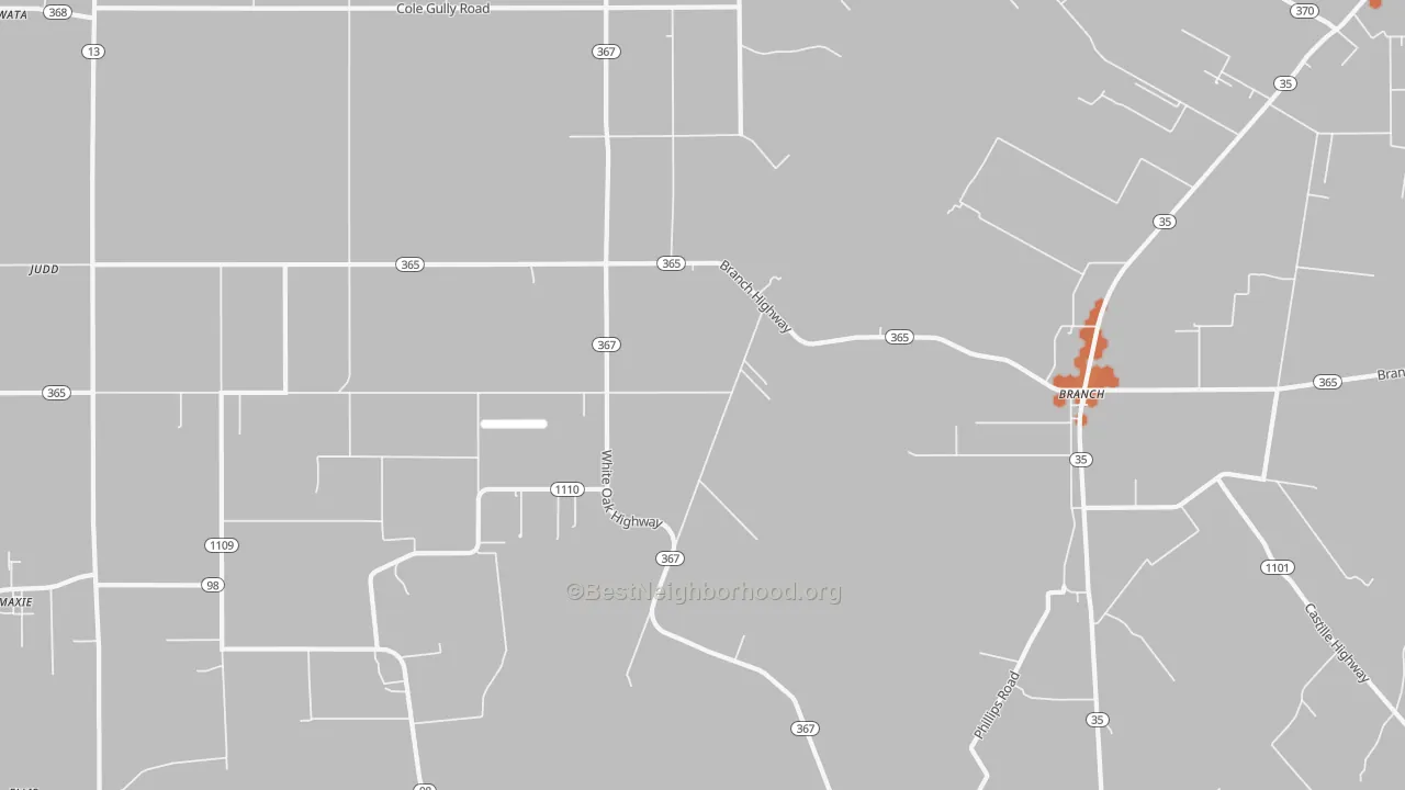 Bike Grade map of Branch, LA