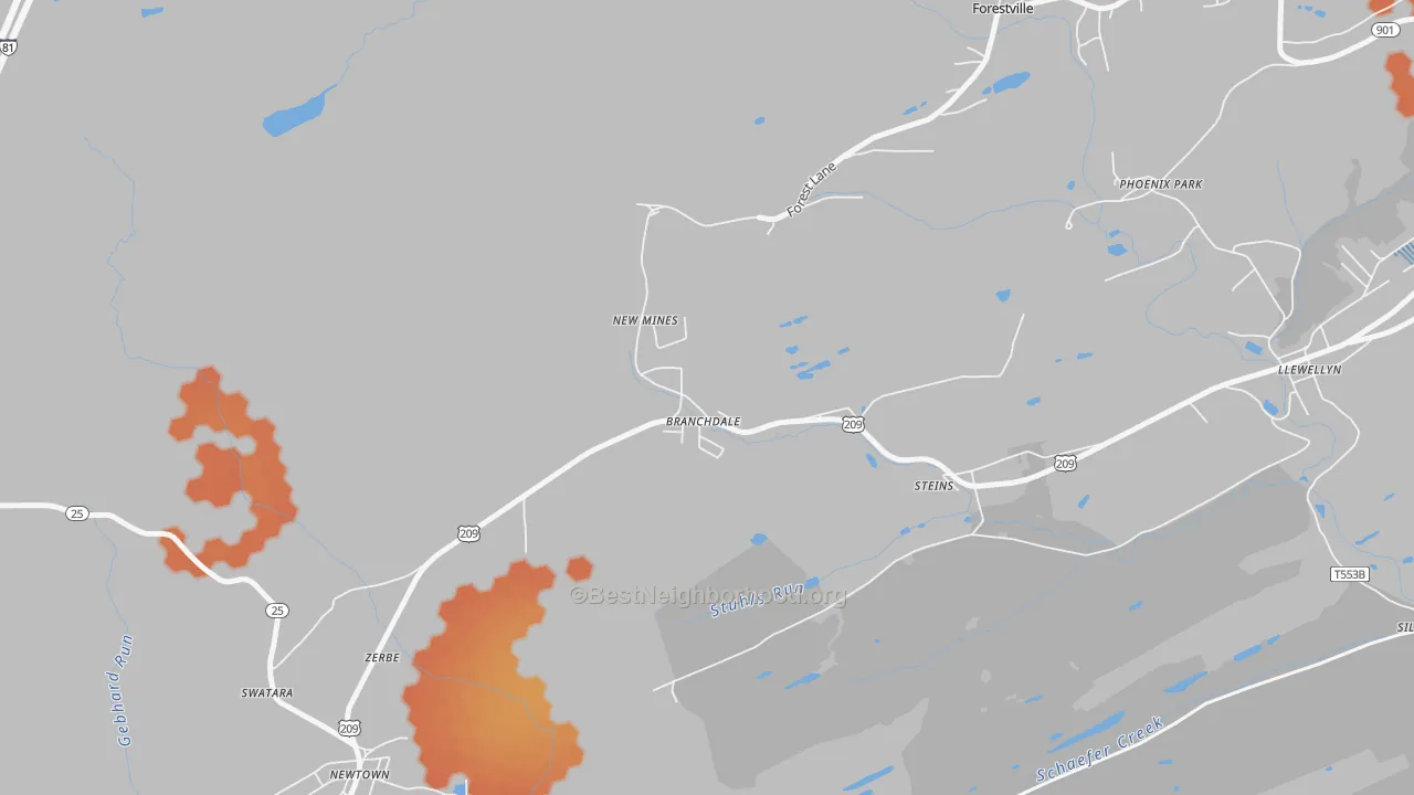 Bike Grade map of Branchdale, PA