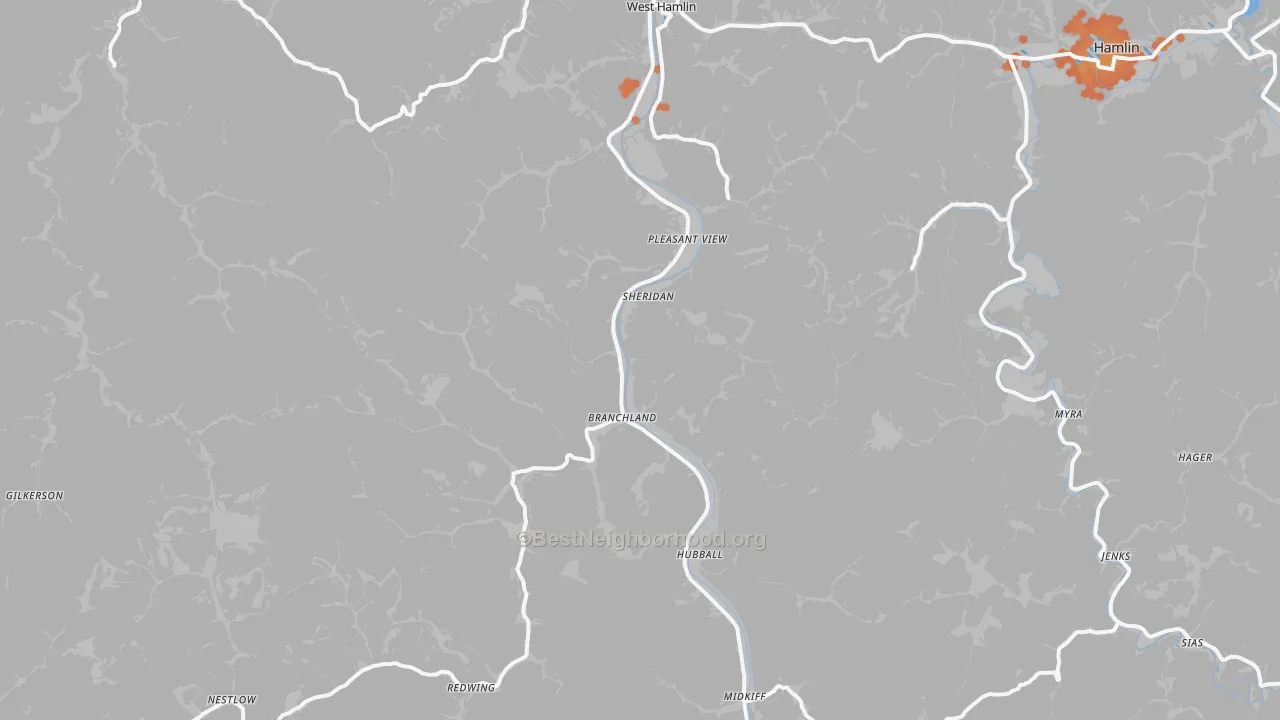 Bike Grade map of Branchland, WV