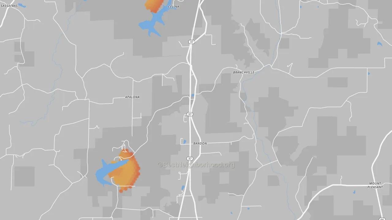 Bike Grade map of Branchville, IN