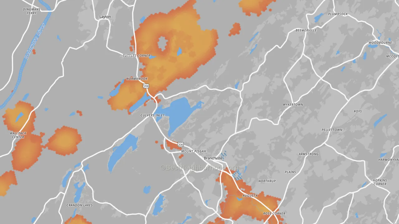 Bike Grade map of Branchville, NJ