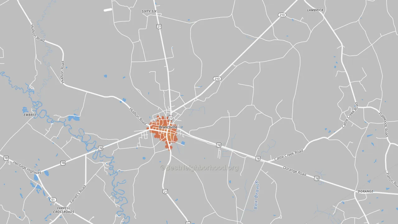 Bike Grade map of Branchville, SC