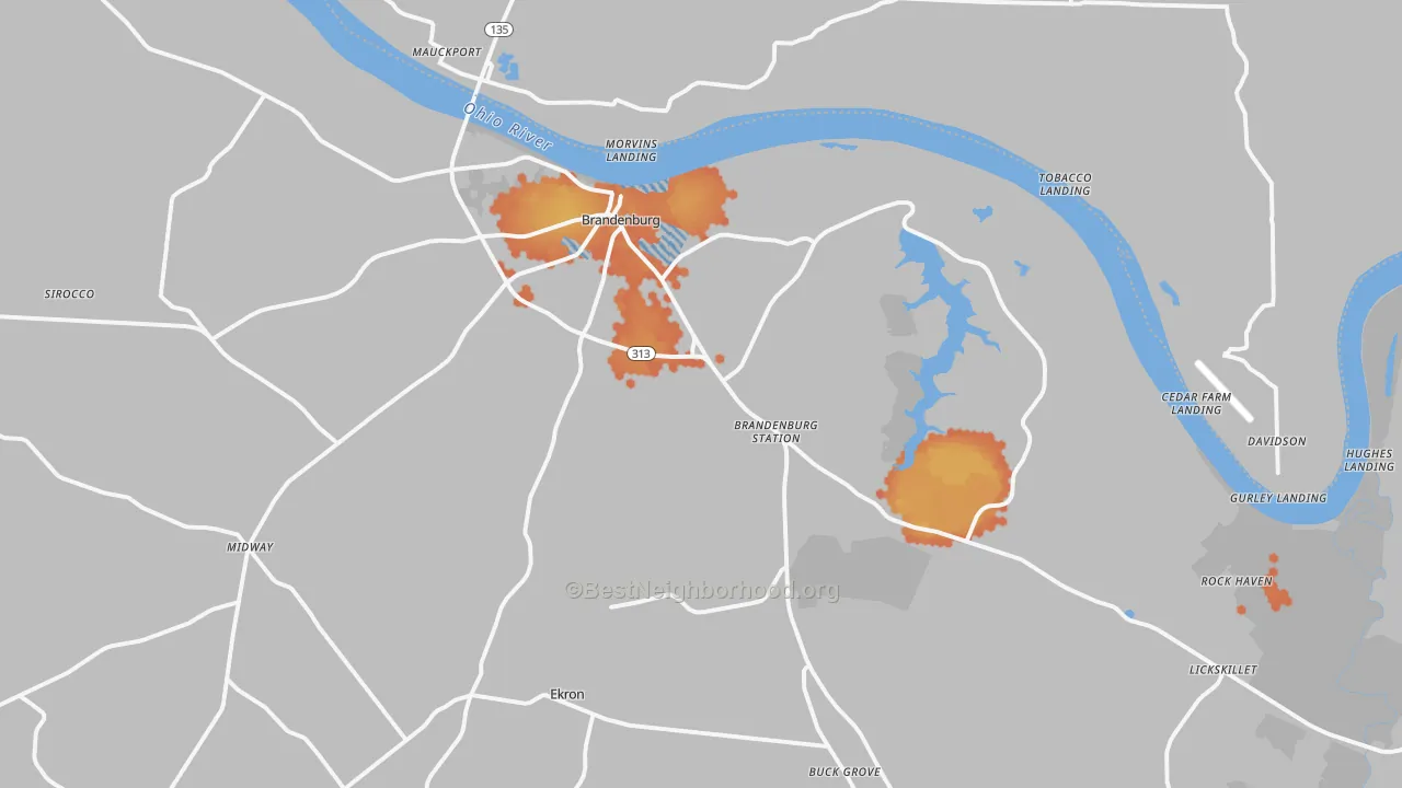 Bike Grade map of Brandenburg, KY