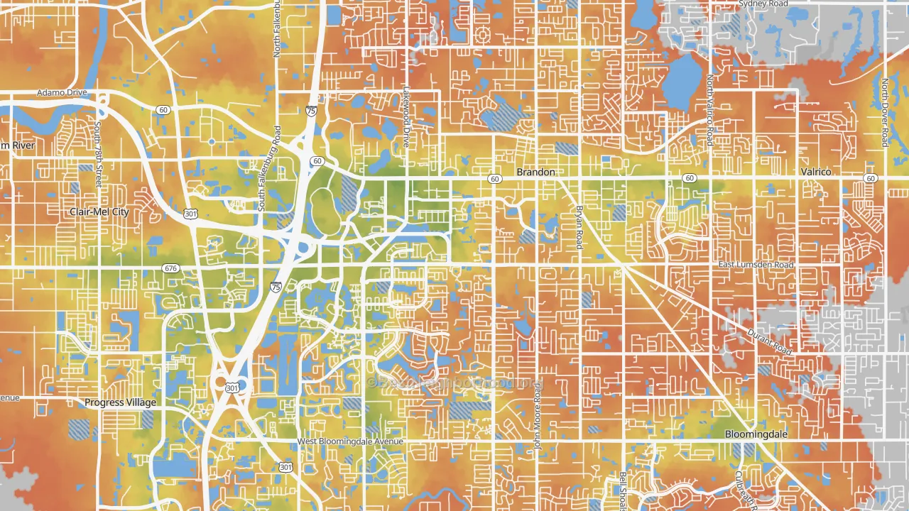 Bike Grade map of Brandon, FL