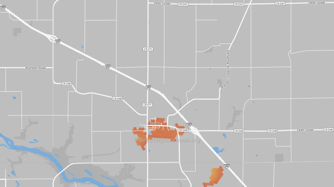 Bike Grade map of Brandon, IA