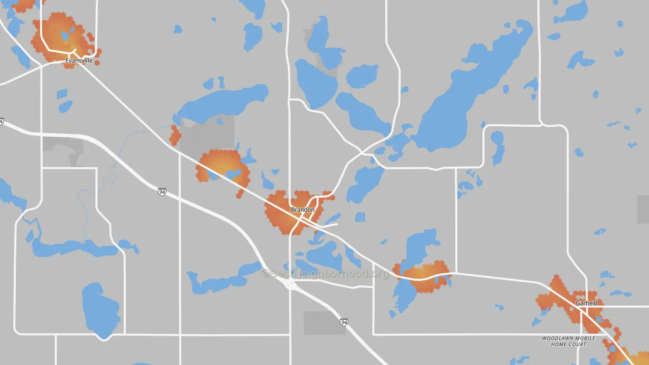 Bike Grade map of Brandon, MN