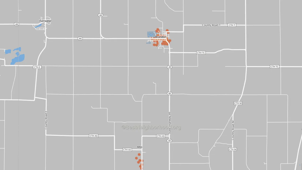 Bike Grade map of Brandon, WI