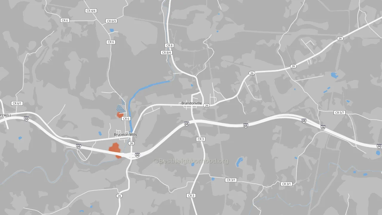 Bike Grade map of Brandonville, WV