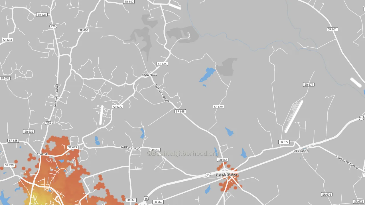 Bike Grade map of Brandy Station, VA