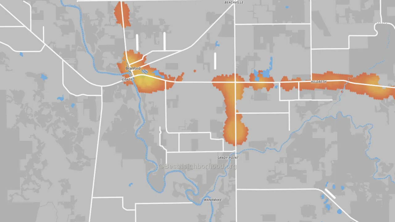 Bike Grade map of Branford, FL