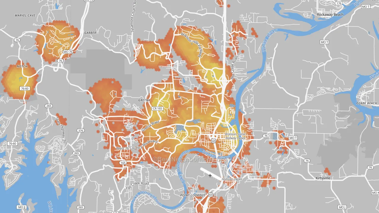 Bike Grade map of Branson, MO