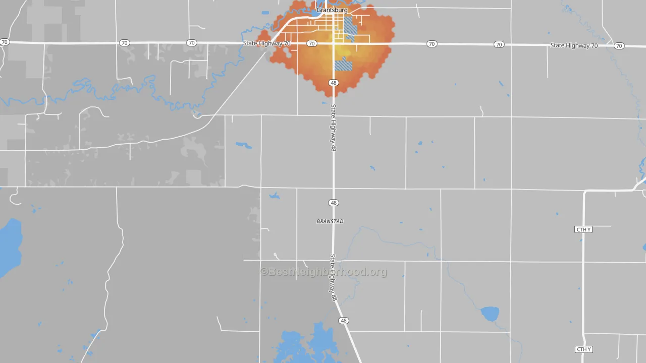 Bike Grade map of Branstad, WI