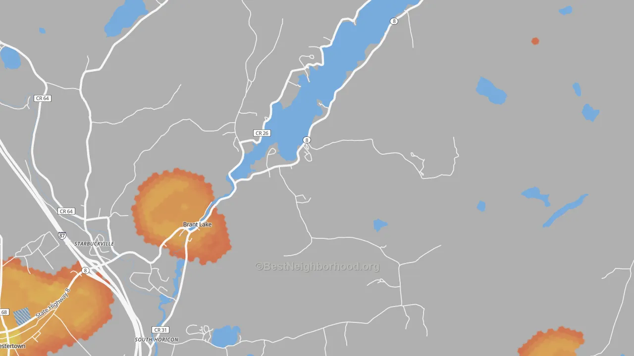 Bike Grade map of Brant Lake, NY