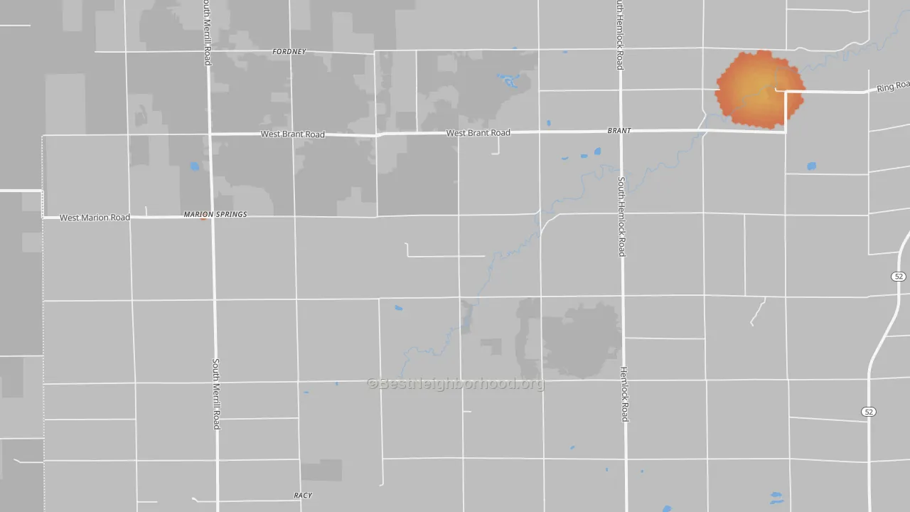 Bike Grade map of Brant, MI