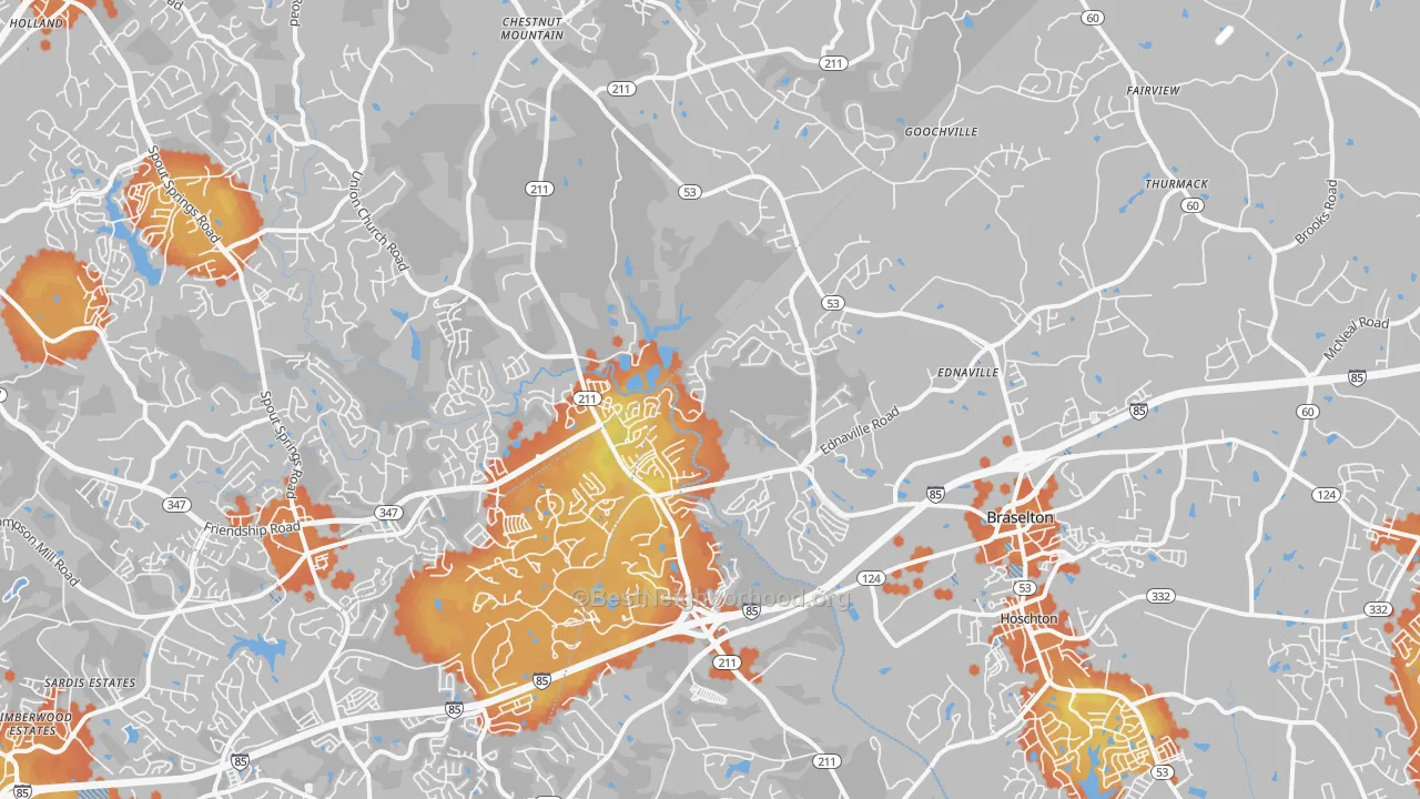 Bike Grade map of Braselton, GA