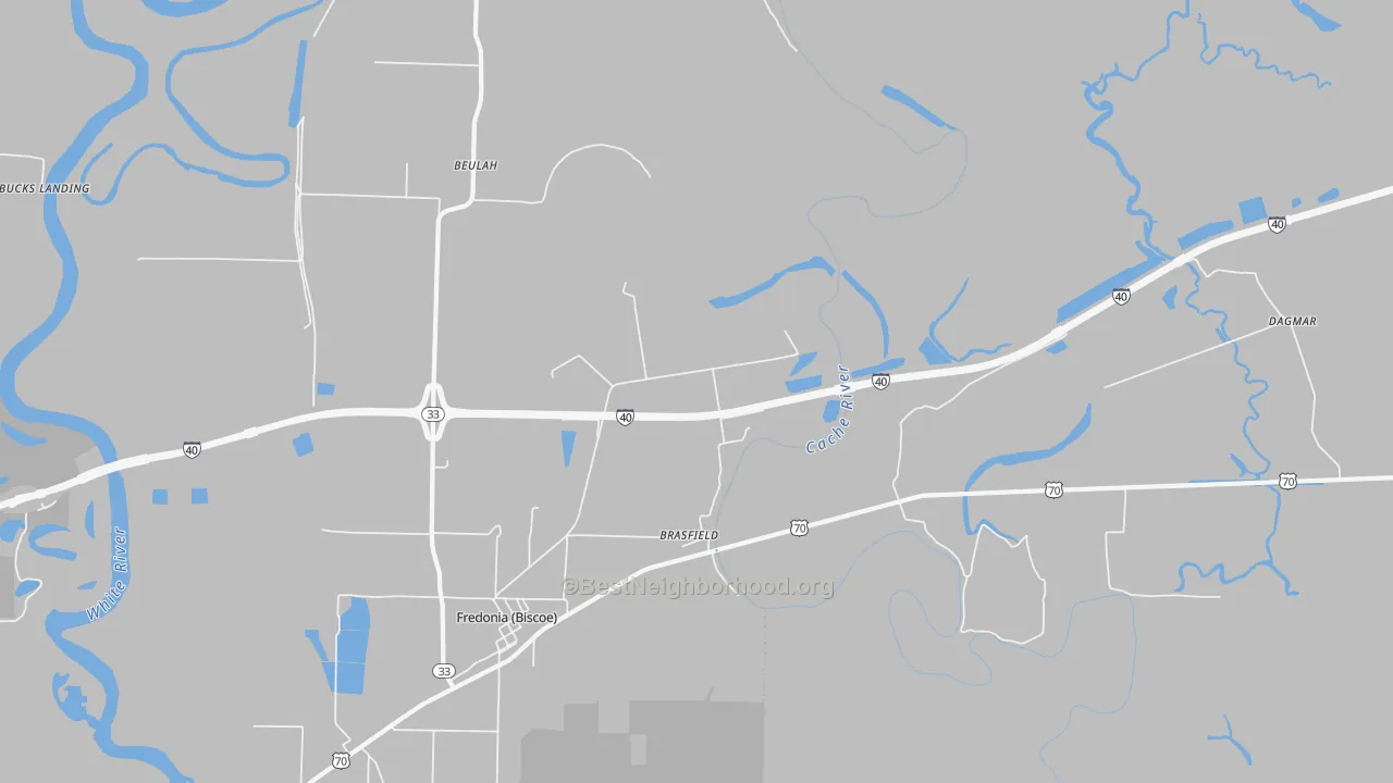 Bike Grade map of Brasfield, AR