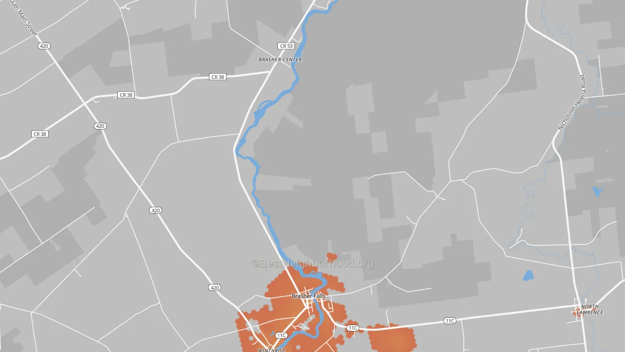 Bike Grade map of Brasher Falls, NY