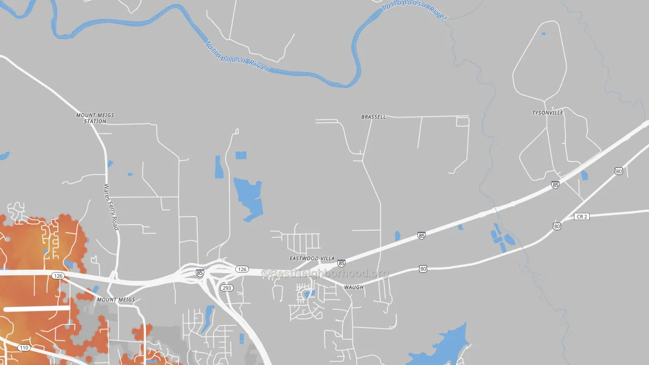 Bike Grade map of Brassell, AL