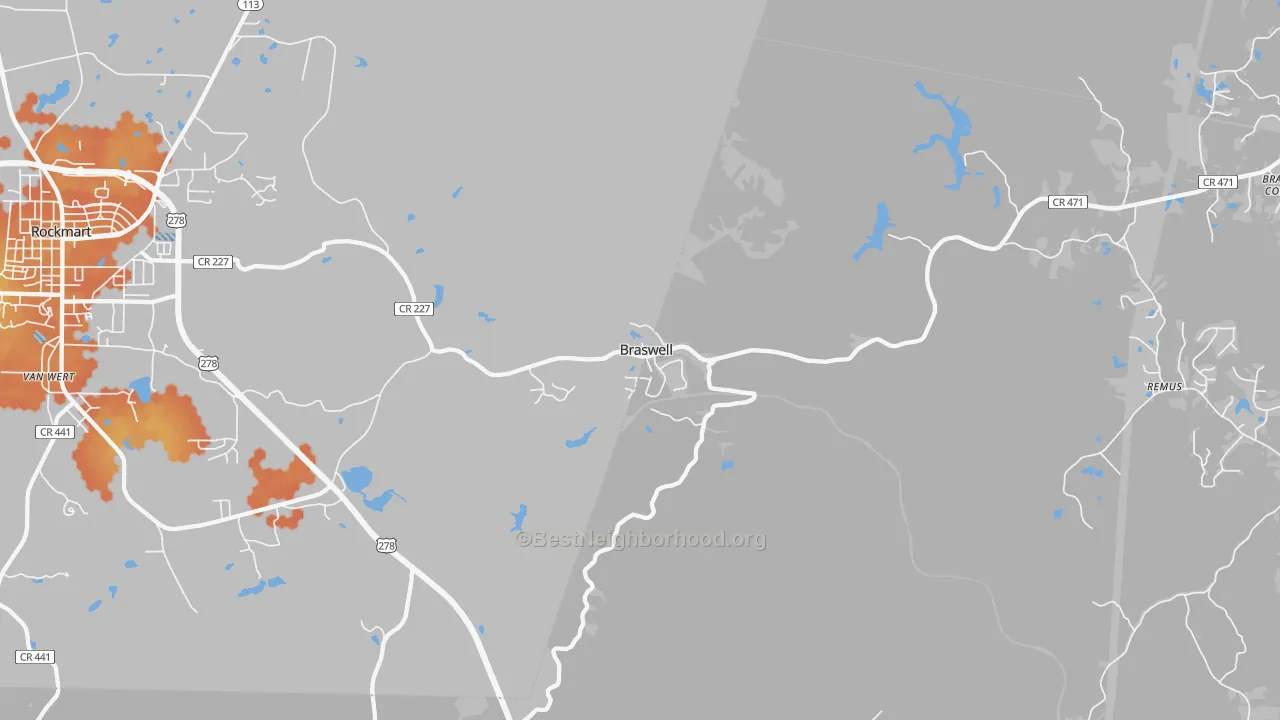 Bike Grade map of Braswell, GA