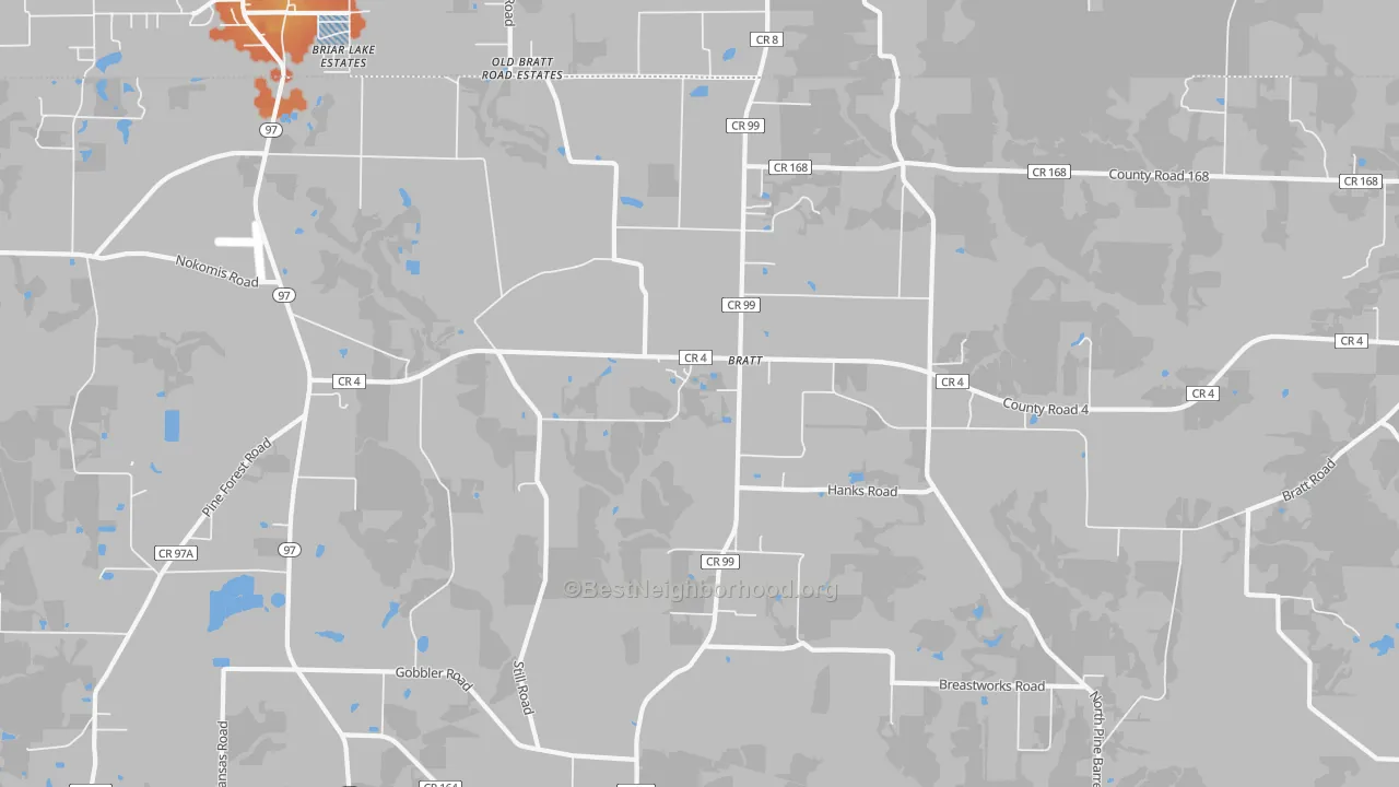 Bike Grade map of Bratt, FL