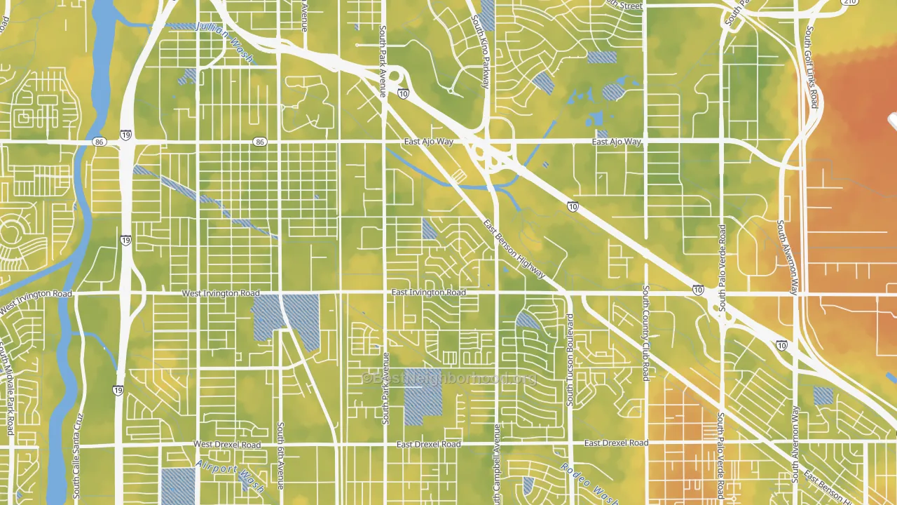 Bike Grade map of Bravo Park Lane, Tucson, AZ