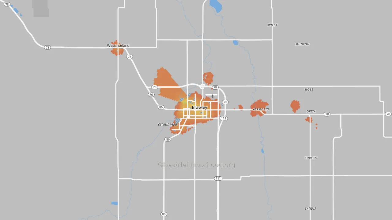 Bike Grade map of Brawley, CA