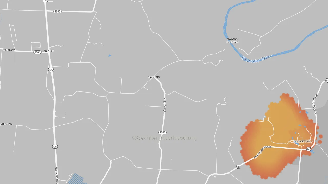 Bike Grade map of Braxton, KY