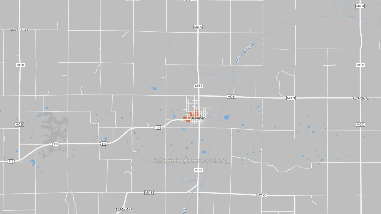 Bike Grade map of Braymer, MO