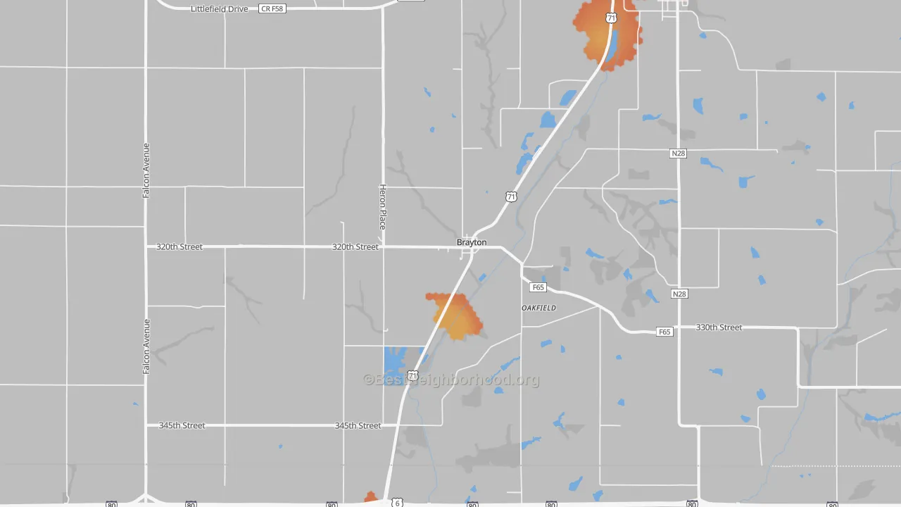 Bike Grade map of Brayton, IA
