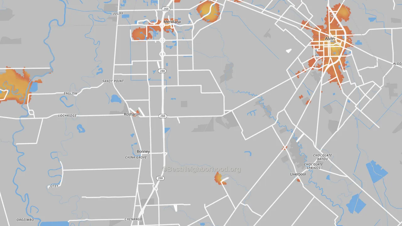 Bike Grade map of Brazoria County, TX