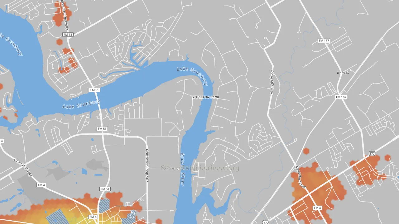 Bike Grade map of Brazos Bend, TX