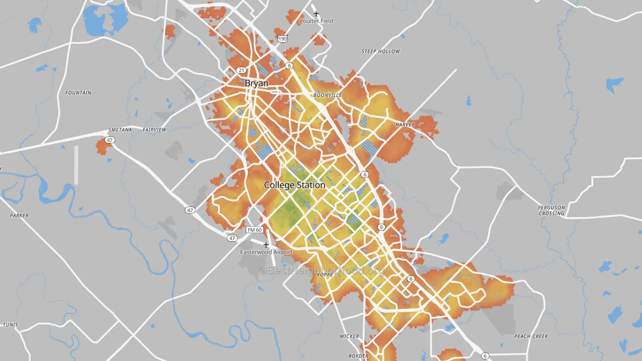 Bike Grade map of Brazos County, TX